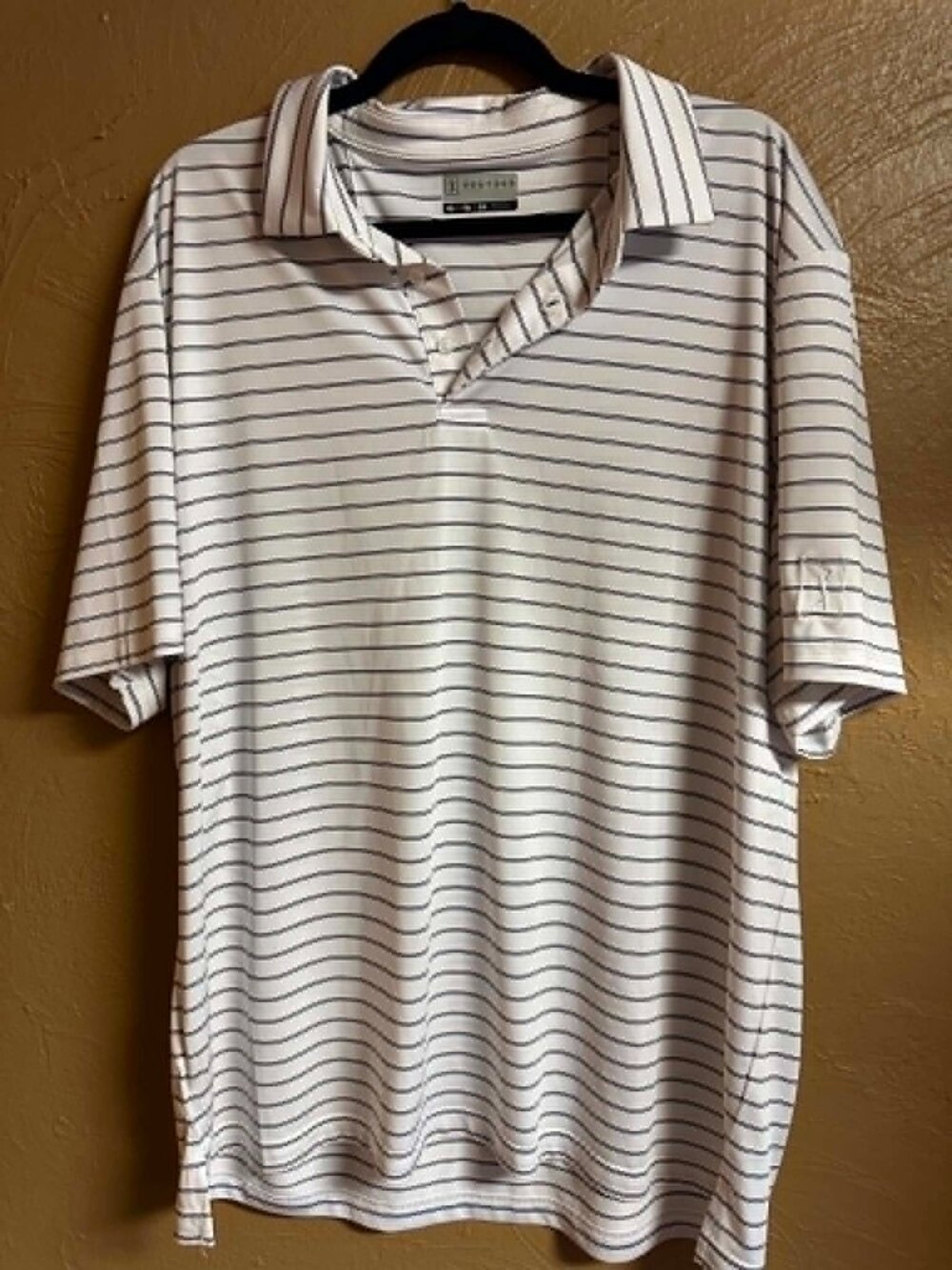 Men's Short Sleeve Golf Polo PGA Tour Sz-XL Blue/White Striped Preppy #200